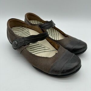 Taos Bravo Brown Leather Flats with Mary Jane Strap